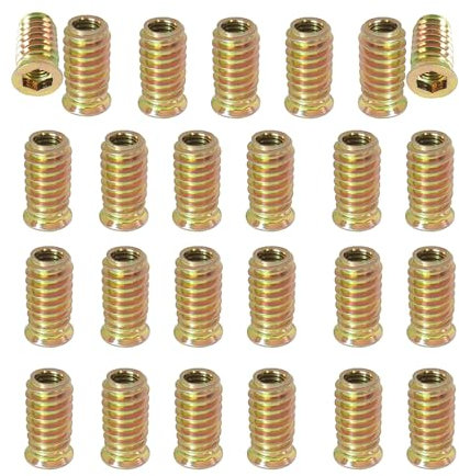 Gewindeeinsatz, Einschraubmutter M10, 25 Stück Kohlenstoffstahl Innensechskant, 25 mm / 0,98 in, Antriebseinsatzmuttern für Holzmöbel, Repair Tool, Gewindemuffe Holz zur Gewindereparatur