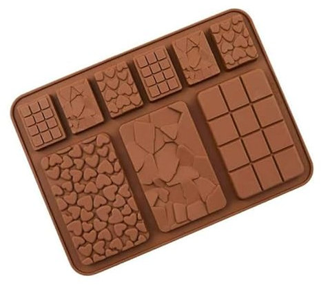 VEZODEK Silicone Chocolate Mould, Silicone Mould, Chocolate Deep Chocolate Mould, Dubai Chocolate, Non-Stick Coating Chocolate Mould for Dubai Chocolate Praline Sweets (1, 9 Different Pieces)