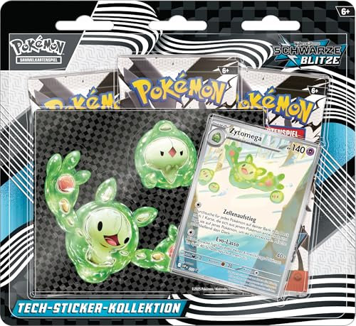 Pokémon-Sammelkartenspiel: Tech-Sticker-Kollektion Karmesin & Purpur – Schwarze Blitze – Zytomega (1 holografische Promokarte & 3 Boosterpacks)