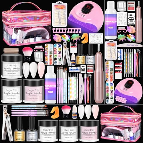 Kit d'ongles en acrylique avec lampe UV LED, poudre acrylique, accessoires de nail art
