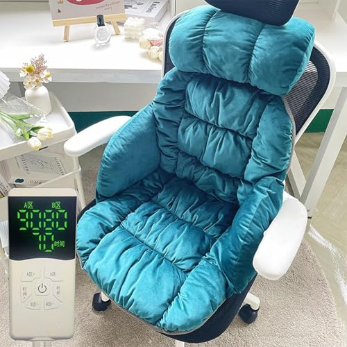 Cojín Calefactable For Asiento, Asientos Dobles Calefactables Con Respaldo Y Cojín, Almohadilla Térmica Lavable A Máquina De Calentamiento Rápido For Sillones De Camping(Blue,B)