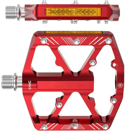 Halkfria cykelpedaler, cykelpedaler av metall, halkfria pedaler av aluminium, slitstarka med reflektorer för mountainbike, vägcykel och