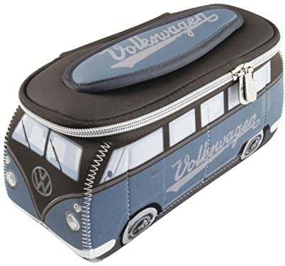 BRISA VW Collection - Trousse en néoprène Universelle pour Maquillage, cosmétiques, Produits d'hygiène, Stylo (Combi T1 Bus) - (Petrol & Marron/Petit)