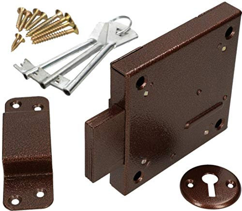 KOTARBAU Kastenschloss 120x120mm Zusatzschloss Sicherheitsschloss Rostfrei Massiv Universal Diebstahlsicherung Quadratisch Türschloss Verriegelung Zylinderrohr Antik Bronze