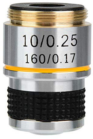 Lentille d'objectifs achromatiques 10X, lentille d'objectifs achromatiques de microscope 160/0,17, distance conjuguée de 185, élimine les réflexions indésirables, sans aberration chromatique supplémen