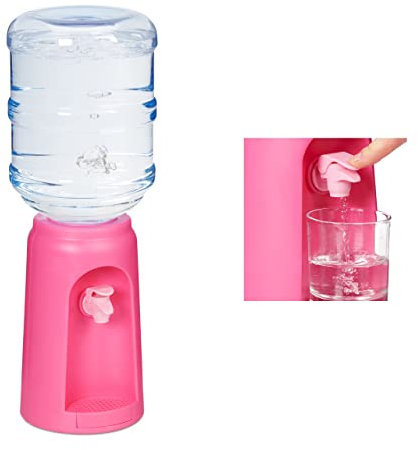 Relaxdays Dispensador de Agua con Tanque y Grifo, Accesorio de Oficina, Rosa, 4,5L, Plástico, 47,5 x 17 cm, 1 Ud