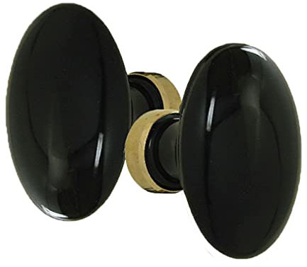 Poignée double GM porcelaine de Limoges Ovale noir brillant C.7