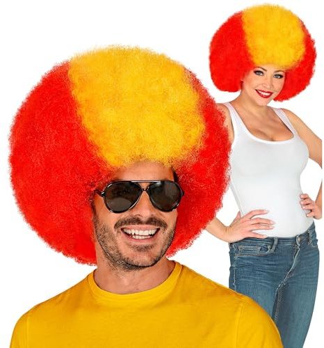 W WIDMANN MILANO Party Fashion 03004 - Lockenperücke Spanien, Rot-Gelb-Rot, Fan-Artikel, WM, EM, Public Viewing, Fußball