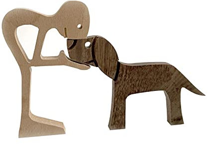 Faderr Puppy Wood Carving Ornaments - Wooden Crafts Sculpture, Human Statue Pet Lover Gifts, Home Decor
