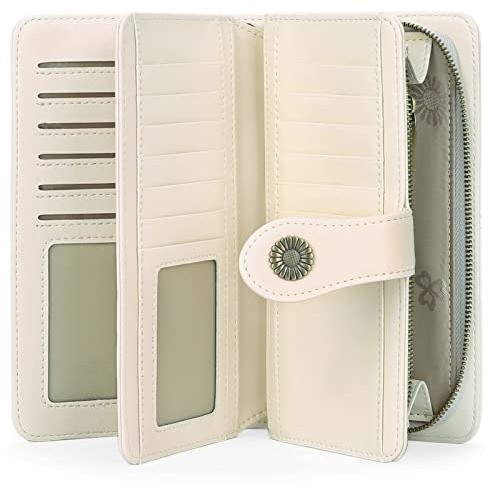 SENDEFN Geldbörse Damen Leder Portmonee Gross Frauen Clutch RFID Schutz Blocking große Kapazität Lang Geldbeutel mit 24 Kartenfächer und Portemonnaie Abnehmbare Handschlaufe