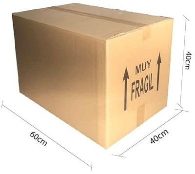 Pack 10 Cajas de cartón REFORZADAS doble onda 60x40x40cm marrón | FLECHAS y MUY FRÁGIL | FUERTES | mudanza, almacenaje, envío