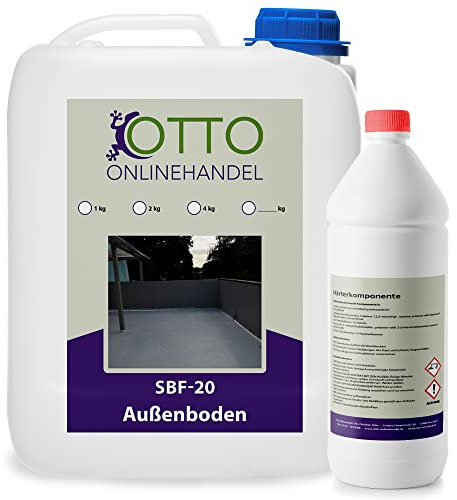 otto-online-handel SBF-20 Bodenfarbe (50 m²) Balkon Terrasse Außen 2K Epoxidharz Beschichtung in RAL 7030 (Steingrau)