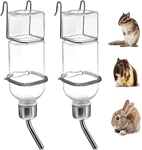 MEISO 2 Stück Hängende Haustiere Wasserflaschen, Trinkflasche Kaninchen mit Halterung, Trinkflasche für Nagetiere, 350ml Haustiere Wasserflaschen für Kaninchen, Hamster, Meerschweinchen, Chinchillas