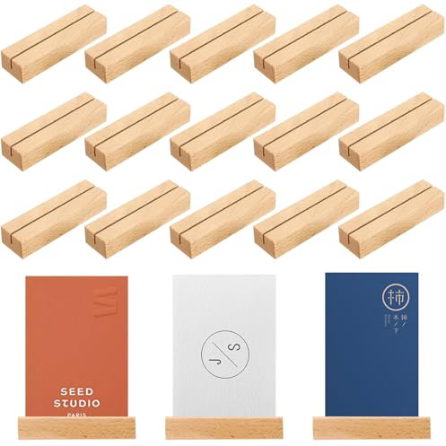 TYFYH 15 Stück Tischkartenhalter Holz,Photocard Holder,Tischnummern Hochzeit,Kartenhalter Holz,Menükartenhalter, Fotohalter, Postkartenhalter für Hochzeiten, Restaurants, Bankette und Partys