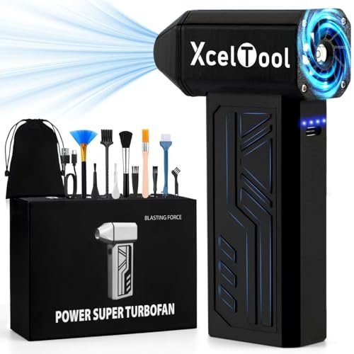 Roleader Compressed Air Duster - 150000RPM Air Blower for PC&Keyboard Cleaning, 3 Gears Speed Cordless Air Blower Gun,Handheld Electric Air Duster for PS5, Keyboard, Car and Home Cleaning