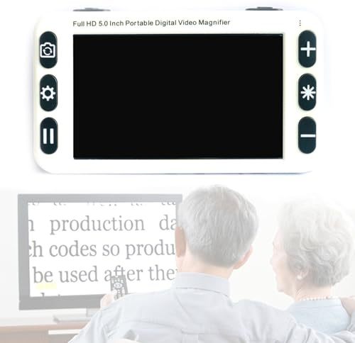 Aide à la Lecture électronique de 5,0 Pouces, loupe numérique Portable pour Personnes âgées, Zoom 2-48x, Mode 26 Couleurs, Électronique Visuelle pour Déficients Visuels,White