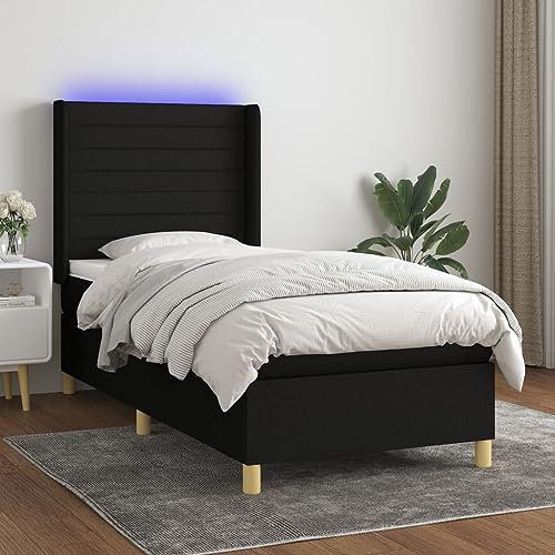 qohoio Boxspringbett mit Matratze & LED Bett Boxspringbett Bett Mit Matratze Polsterbett Schlafzimmer MöBel Schwarz 100x200 cm Stoff - 3138935