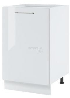 Cuisineandcie - Mueble Bajo de Cocina Bellissi Blanco Brillante 1 Puerta L 50 cm + 1 Estante, Armario Bajo