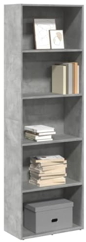 Myheimly Bücherregal Standregal Aktenregal Wandregal Raumteiler Regal Raumtrenner Büroregal Mehrzweckregal Betongrau 60x30x189 cm Holzwerkstoff