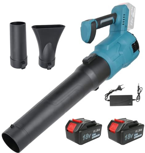 Laubbläser Akku, 21V Akku Laubbläser mit 3.0Ah Akkus, Leaf Blower 6-Gang, Handgeführter Akku-Bläser, 240 km/h Windgeschwindigkeit, Luftmenge 850m³/h, Elektro Laubbläser für Garten Rasenpflege (Typ C)
