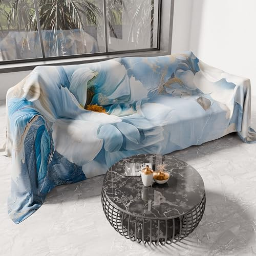 PETTI ARTIGIANI ITALIANI - Cubresofá Multiuso de Microfibra Antimanchas, Diseño 25 Floral 13, Lavable y Protector para Sofá, Colcha y Cubremesa – 260x270 cm - Made in Italy