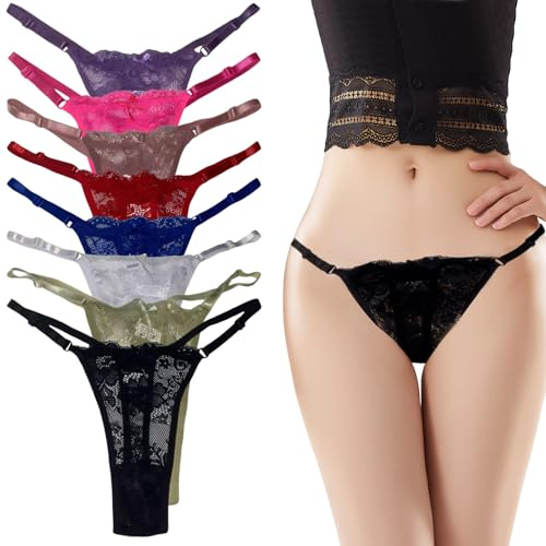GMHLLES 8pcs G String Thongs for Women Thongs for Women Sexy Slutty Lace Underwear Great Gifts, Couples, Friends（M） Multicolor