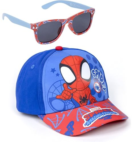 Gorra y Gafas de Sol Marvel Set Infantil Original para Niñ@s Unisex - Gorra y Gafas Avengers Accesorios Verano Gafas Protección UV y Gorra Ajustable