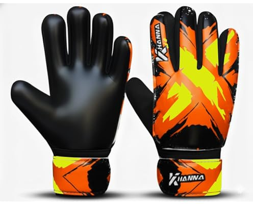 khanna Football Goalkeeper Gloves for Boys, Kids & Youth - Soccer Goalie Training Gloves with 4mm Latex Super Grip Palm, Breathable Mesh, Finger Protection & Double Wrist Support