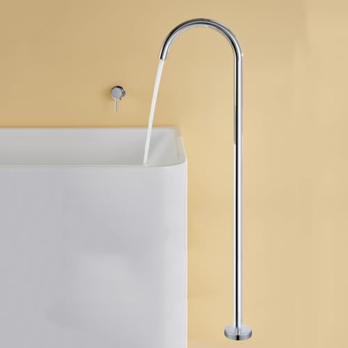 Grifo Bañera de Suelo Cromado Empotrado Monomando G1/2'' Grifo de Pie para Bañera Exenta de Latón,Cromado