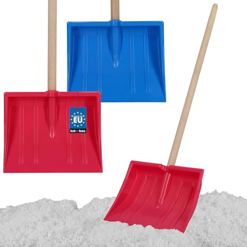 KOTARBAU® 2 pezzi Pala da Neve per Bambini - Plastica - 25x20 cm - Rosa & Blu - Badile con Manico Legno - Paletta Neve Bambini - Mini Pala - per Giocare All'Aperto