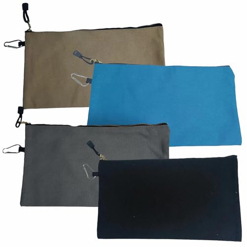 TOP-MAX Canvasväska med dragkedja, 28 x 18 cm förvaringspåsar för brevpapper och kosmetika, smink hantverk verktyg resa bärväska (paket med 4)