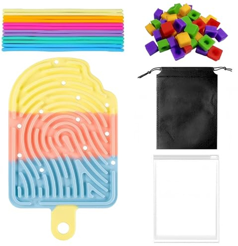 Sensory Activity Board Double-Sided Silicone Fidget Toy with 12 Removable Strings Portable Travel Bag Stress Relief Focus Tool for Quiet Play Fine Motor Skills Development Tricolor Design