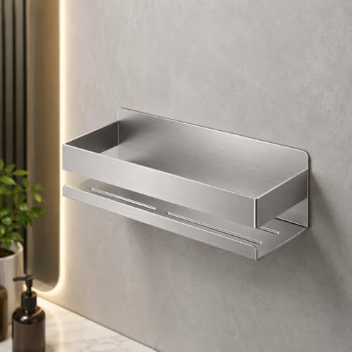 Generico Mensola Doccia Senza Forare, Acciaio Inox SUS304, Porta Shampoo Bagno Adesivo, Mensola Bagno Antiruggine, Portaoggetti Doccia da Parete con Drenaggio Rapido per Bagno, Cucina, Lavandino