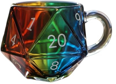 Rainbow D20 Gobelet à dés pour jeux de style avec roulettes en cuir, cinq cubes, convient pour Liar's Dice Poker (bleu, 9 x 9 x 9 cm)