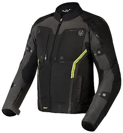 REBELHORN Borg Urban Blouson de moto Cordura Humax Membrane Coudes et Épaule Protecteurs Sliders 10 canaux de ventilation Éléments réfléchissants Poche mobile Néoprène