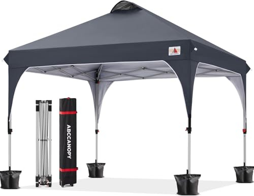 ABCCANOPY 3x3M Pavillon wasserdicht Pop-Up Gartenpavillon Festival Sonnenschutz Outdoor Baldachin Super Compact Canopy mit Rolltragetasche Bonus 4X Gewicht Taschen, 4X Seile 4X Pfähle,Darkgrau