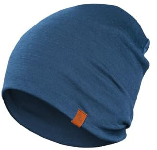 menique 100% Merinowolle Beanie Mütze Damen – Laufmütze Herren, Thermo Wintermütze, Weiche Atmungsaktive Merino Mütze Dünn, Leichte Funktionsmütze für Skifahren, Joggen, Radfahren, Denim