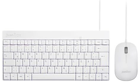 Perixx PERIDUO-212 Kompaktes Mini Tastatur und Maus Set, USB-Kabel, Deutsches Layout, Weiß