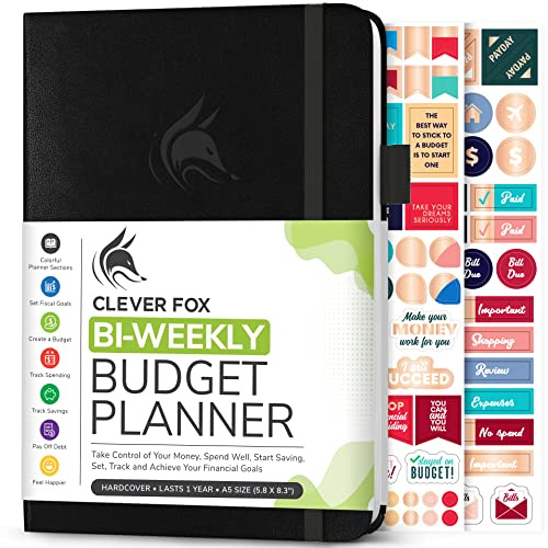Clever Fox Bi-Weekly Budget Planner – Undated Financial Organizer with Expense & Bill Tracker – Finance Book for Household Money Budgeting – 5.8″ x 8.3″ Hardcover (Black)