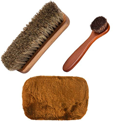 Shoe Brush Set, Horse Hair Brush Shoe Cleaning Brushes for Boots, Shoes, Car Seats, Sofas, Bags