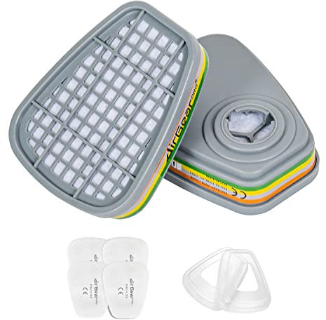 AirGearPro F-500 ABEK1-P2 Filtres pour Masque de Protection Respiratoire Réutilisable G-500/M-500/G-750, Anti poussière, Anti gaz pour travaux chimiques, industriels, peinture, bricolage, ponçage