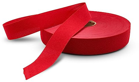 DOJA Barcelona | Schrägband Meterware Rot | Bias Tape Rollenpackung 100m | Breite 20mm | Polyester Tape | Weißes Einfassband | für Nähen, Kurzwaren & Nähband, Borten und Bänder zum Nähen