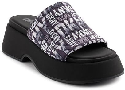 DKNY Idris Skyline-Piattaforma Peep Toe Mule, Donna, Nero Multicolore, 37 EU
