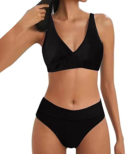 Maillot Transbronzant Femme 2 Shorty Femmes Taille Haute Bikini Sexy Push Up Deux pièces Maillots de Bain Vintage Maillot de Bain Deux pièces rétro froncé Maillot De Bain Ventre Plat Femme Ensemble