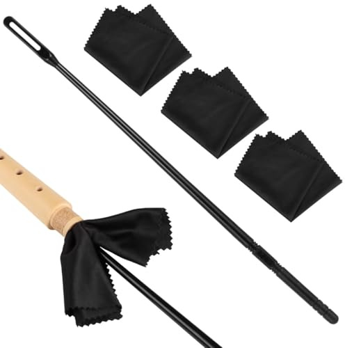 Recorder Cleaning Rod & 3 Cloths, Flute Care Kit, Wind Instrument Cleaning And Maintenance Tools