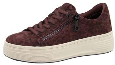 Tamaris Comfort sneaker da donna con plateau con cerniera a taglio basso, Rosso (Dk Red Leopard), 40 EU