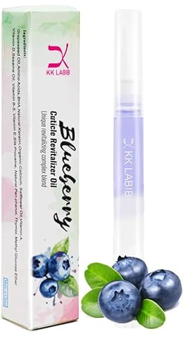 Cuticle Oil Pen 3ml- Cuticle Oil for Nail Care Fruity Natural Ingredient Pen With Soft Brush for Preventing Cracking and Drying of Nails Deep Nourishment (3ml, Blueberry)