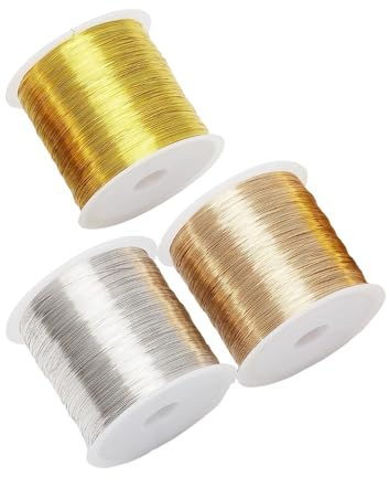 Thapncow Filo per Gioielli, 3 Filo Metallico per Fiori, Perfetto per La Realizzazione di Gioielli, Artigianale, Progetti DIY, 0.3mm×100m, Metallico Modellabile Fi lo