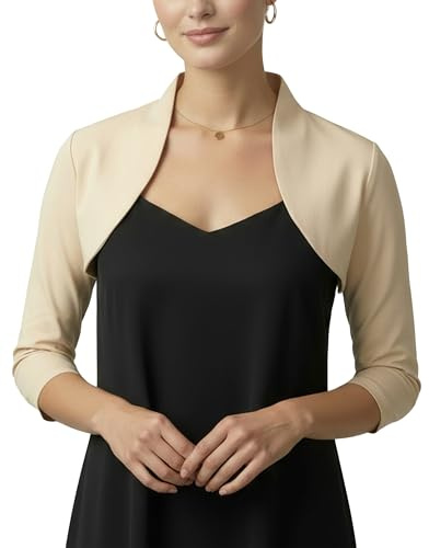 BlackButterfly Tailored 3/4 Sleeve Bolero (Champagne, US 20)