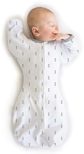 SwaddleDesigns Transitional Swaddle Sack, Arms Up Half-Length Sleeves & Mitten Cuffs, Swaddle for Newborn Transition to Baby Sleep Sack Wearable Blanket, Small, 0-3 month, 6-14 lb, Tiny Arrows
